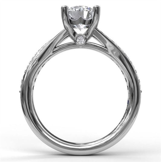 14 Karat White Gold Diamond Split Shank Semi-Mount Engagement Ring