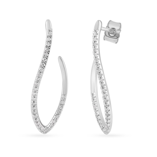 14K 1/4ctw Diamond Curved Hook Hoop Earrings