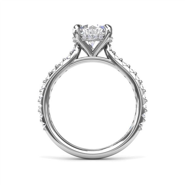 14K Diamond Hidden Halo Semi-Mount Engagement Ring