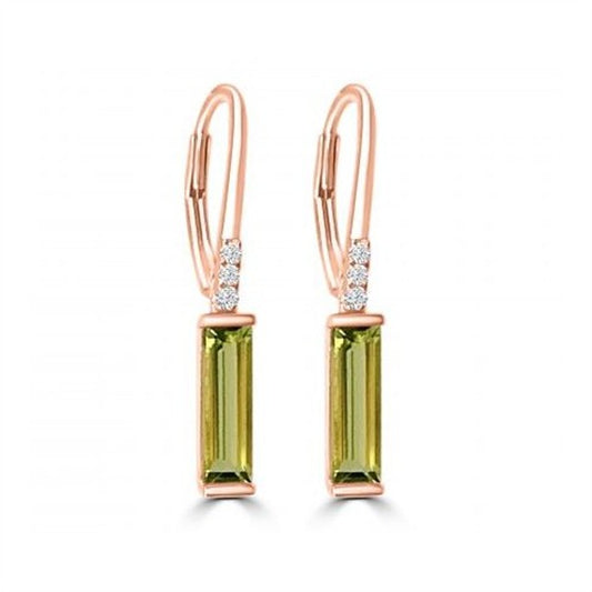 14K Peridot & Diamond Gemstone Drop Earrings