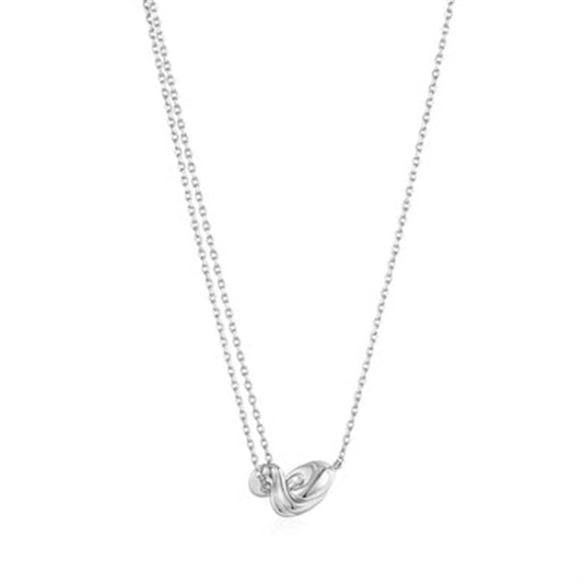 Sterling Silver Twisted Mini Wave Double Chain Necklace