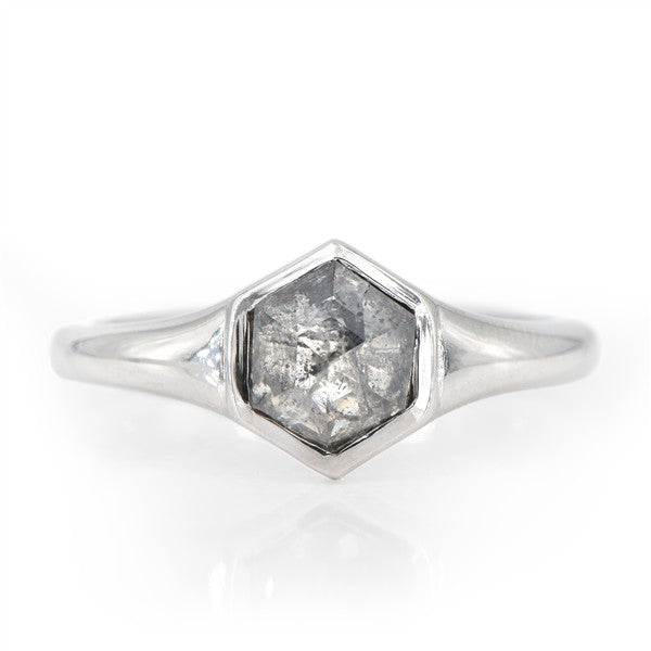 14K Antwerp Salt & Pepper Hexagon Diamond Fashion Ring