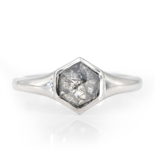 14K Antwerp Salt & Pepper Hexagon Diamond Fashion Ring