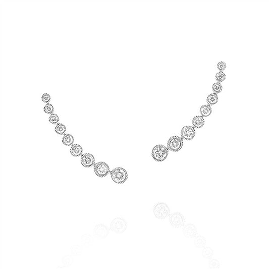 14K Milgrain Bezel Diamond Climber Earrings