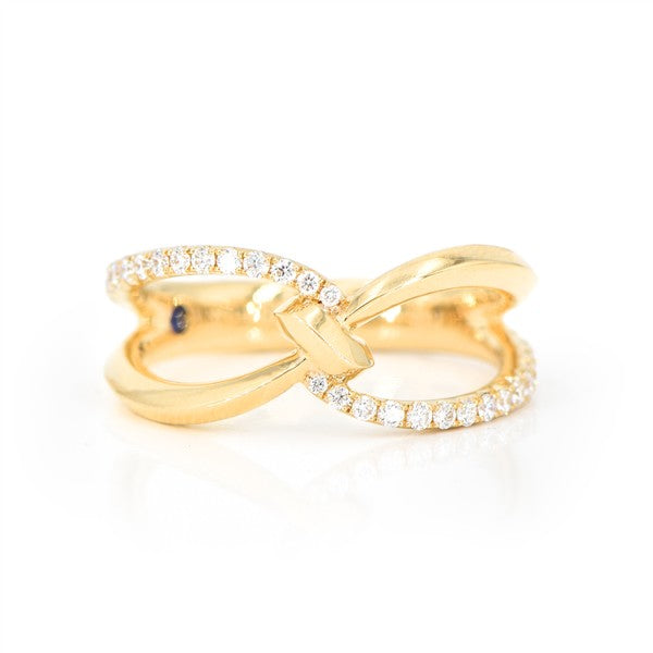 18K Open Knotted Twist Diamond Fashion Ring