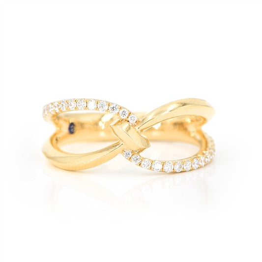 18K Open Knotted Twist Diamond Fashion Ring