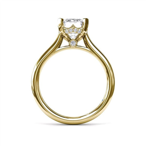 14K Diamond Hidden Halo Semi-Mount Engagement Ring