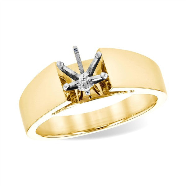 14K Wide Tapering Six-Prong Semi-Mount Ring