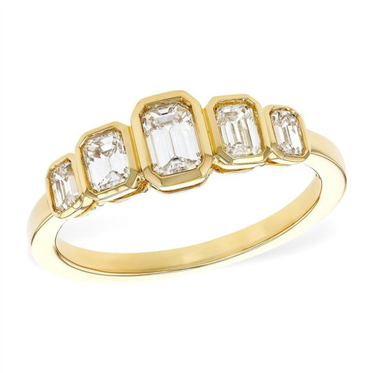 14K Five Stone Emerald-Cut Diamond Fashion Ring