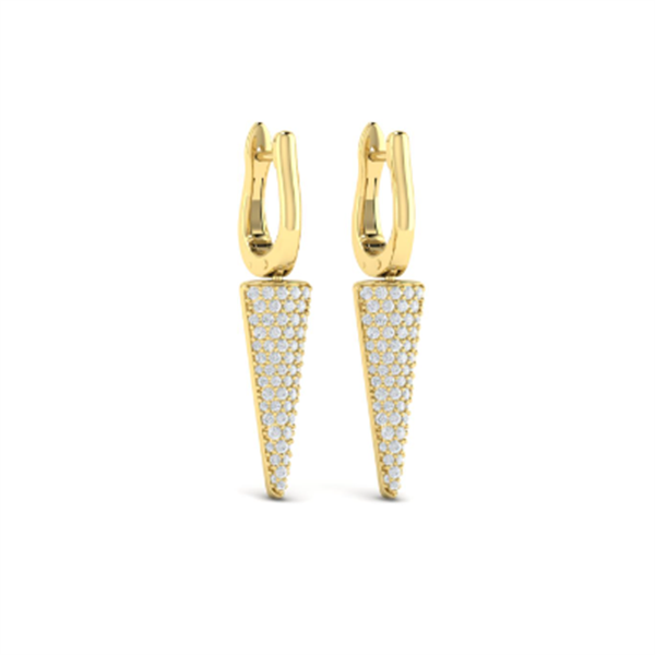 14K Yellow Gold Elongated Triangle Diamond Drop Earrings
