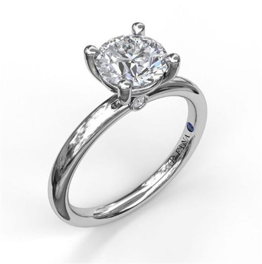 14 Karat White Gold Diamonds Solitaire Semi-Mount Engagement Ring