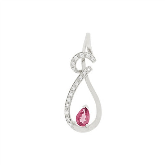 14K Swirl Drop Pear Pink Tourmaline Pendant
