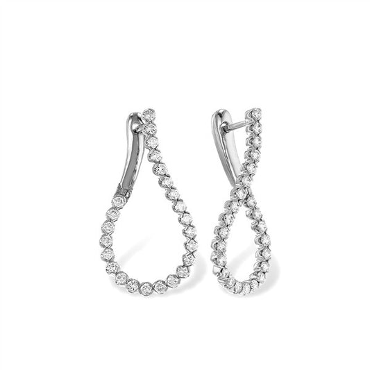 14K Front-to Back Curve Hoop 1.00ctw Diamond Earrings