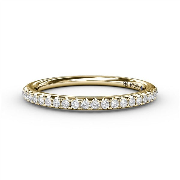 14K Yellow Gold Narrow Diamond Wedding Band