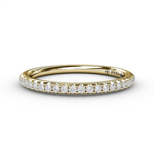 14K Yellow Gold Narrow Diamond Wedding Band