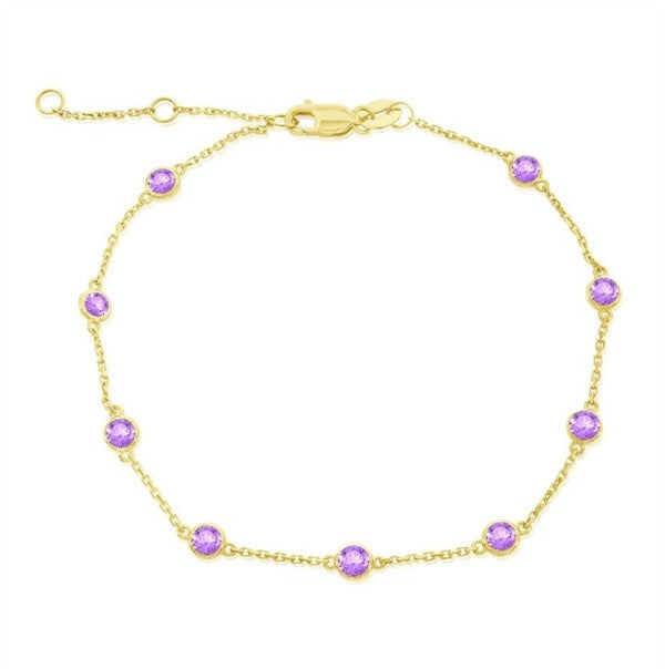 14K Amethyst Station Bracelet