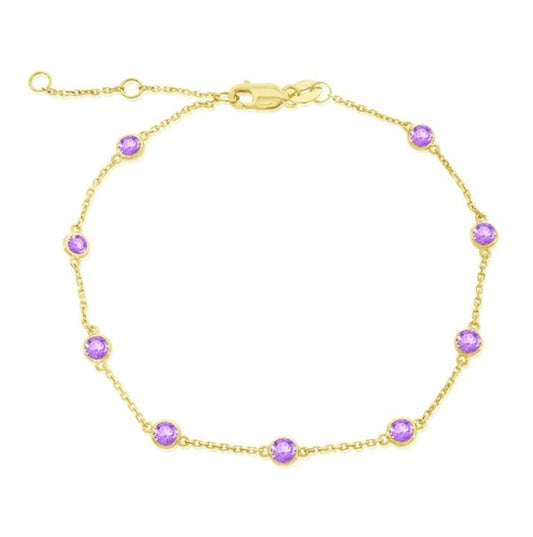 14K Amethyst Station Bracelet
