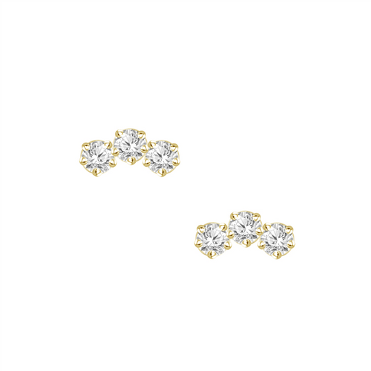 18K Diamond Trio Cluster Stud Earrings