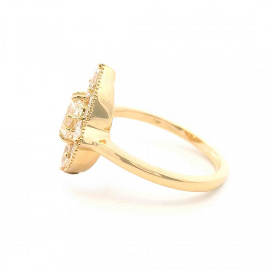 14K Vintage Inspired Oval Diamond Fashion Ring