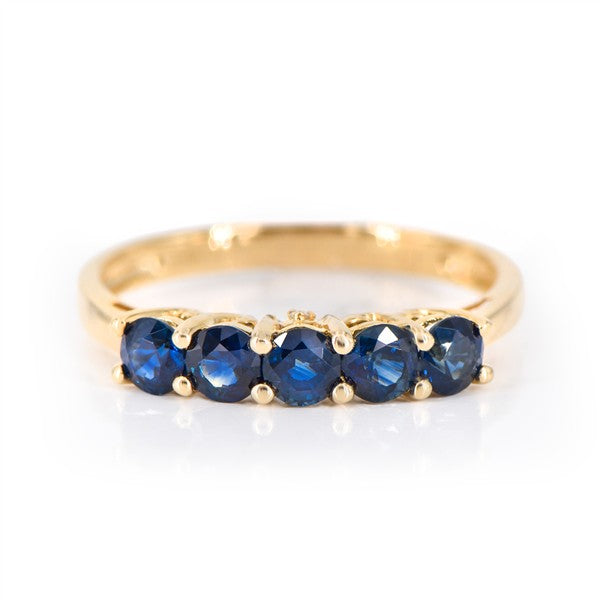 14K Five Stone Blue Sapphire Fashion Ring