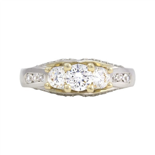 14 Karat Two-Tone 1.10ctw Three Stone Engagement Ring