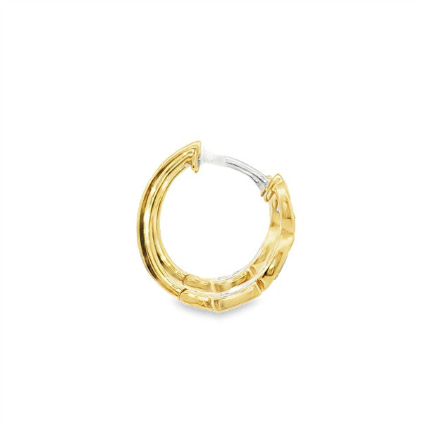 14K Yellow Gold Bezel-Set Multi-Shape Diamond Hoop Earring