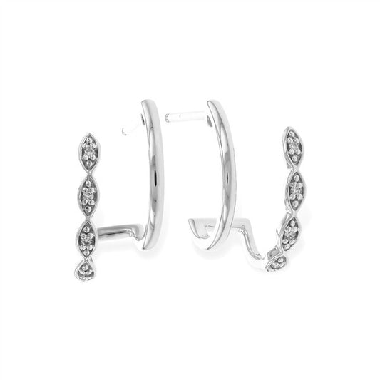 14K Diamond Double J-Hoop Earrings