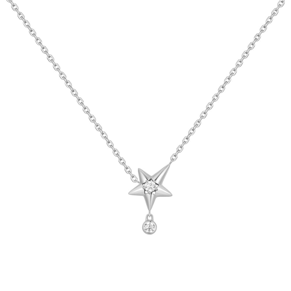 Sterling Silver Star Drop Necklace