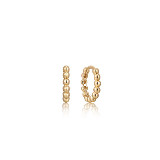 Sterling Silver Gold-Plated Orb Huggie Hoop Earrings