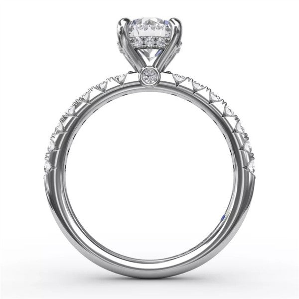 14 Karat White Gold Hidden Halo Semi-Mount Engagement Ring