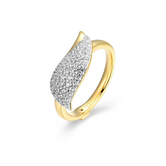 Gold-Plated "Amour" Rhodium-Plated White CZ Ring