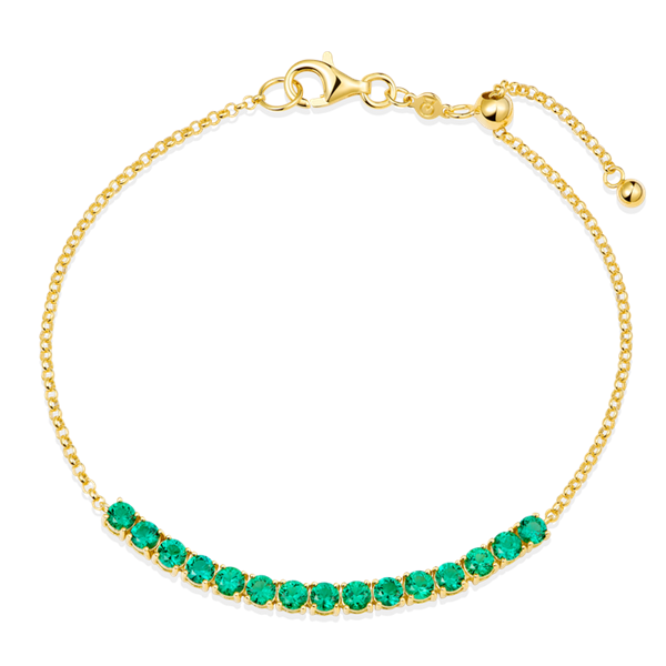 14K Gold Plated Lab-Created Emerald Line Bolo Bracelet