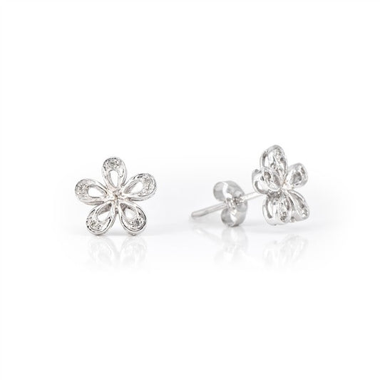 14K Diamond Flower Stud Earrings