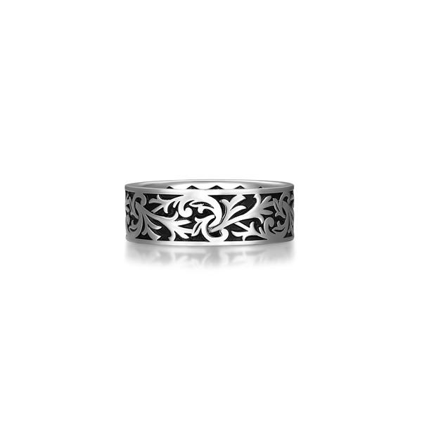 Sterling Silver Rhodium Plated Black-Oiled Chisel Filigree 8