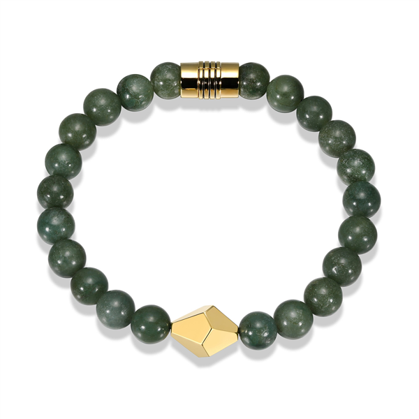 Gold Plated Matte 10mm Jadeite Bead Bracelet