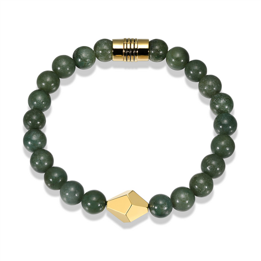 Gold Plated Matte 10mm Jadeite Bead Bracelet