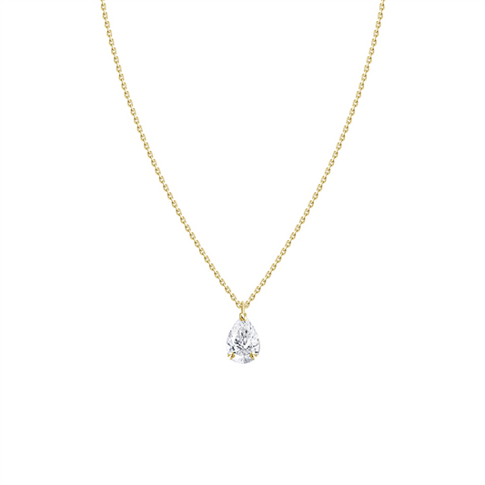 18 Karat Yellow Gold Droplet Pear Diamond Pendant