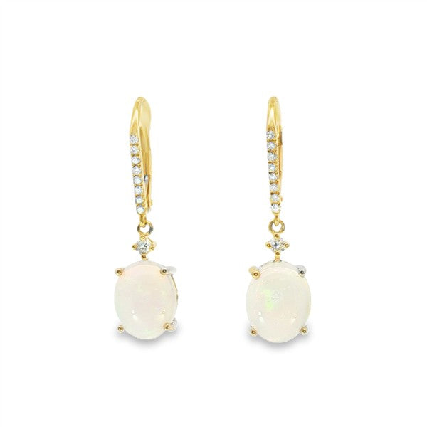 14 Karat Ethiopian Opal Leverback Earrings