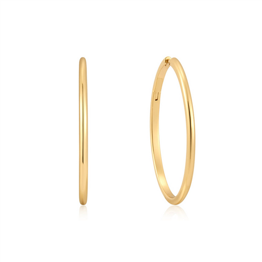 Sterling Silver 14K Gold Plated Large Hoop Earrings