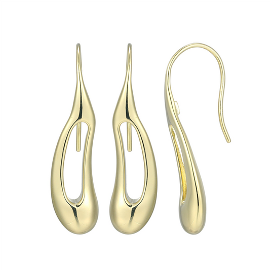 Sterling Silver 14K Gold Plated Drip Hoop Earrings