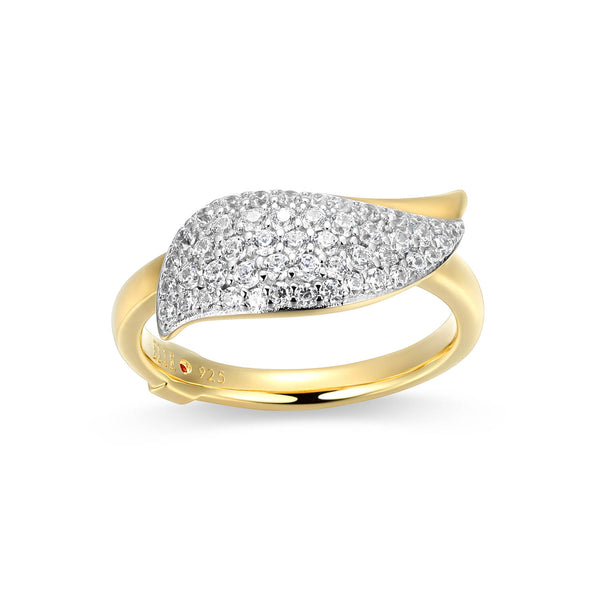 Gold-Plated "Amour" Rhodium-Plated White CZ Ring