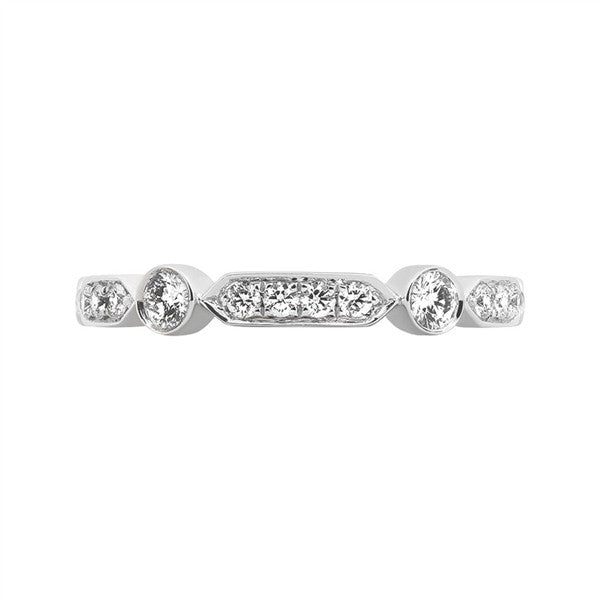 14 Karat White Gold Diamond Bezel & Pave Wedding Band