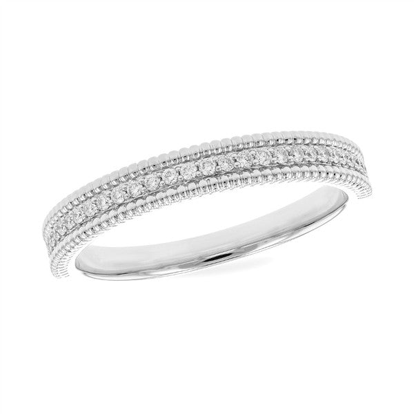 14K Diamond Milgrain Wedding Band