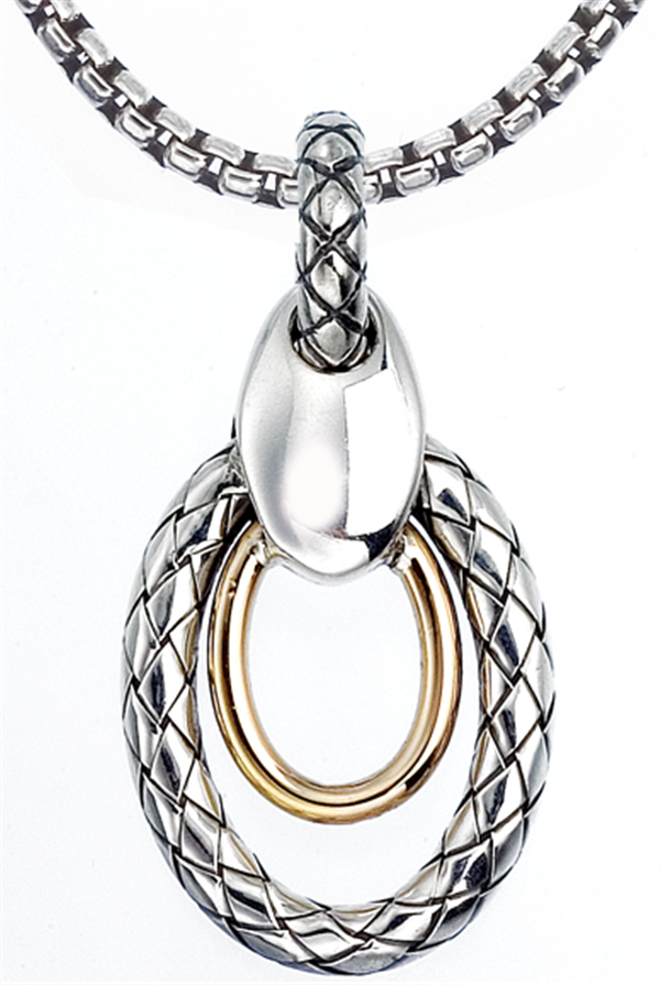 Sterling Silver Two Tone Tone Oval