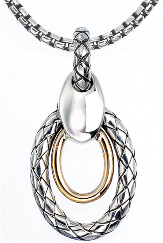 Sterling Silver Two Tone Tone Oval