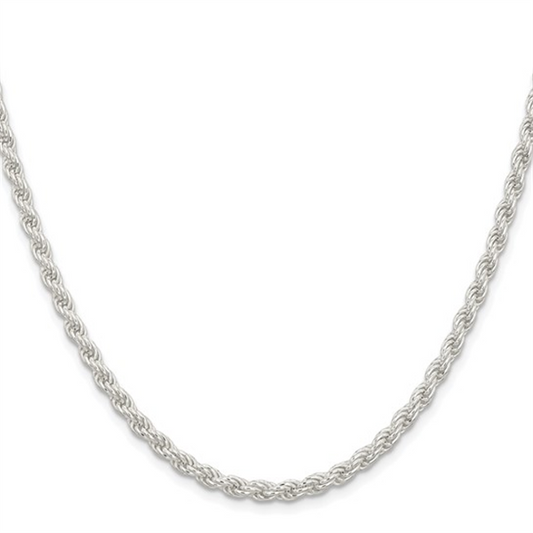 Sterling Silver Rhodium Plated Gold Solid Rope Chain