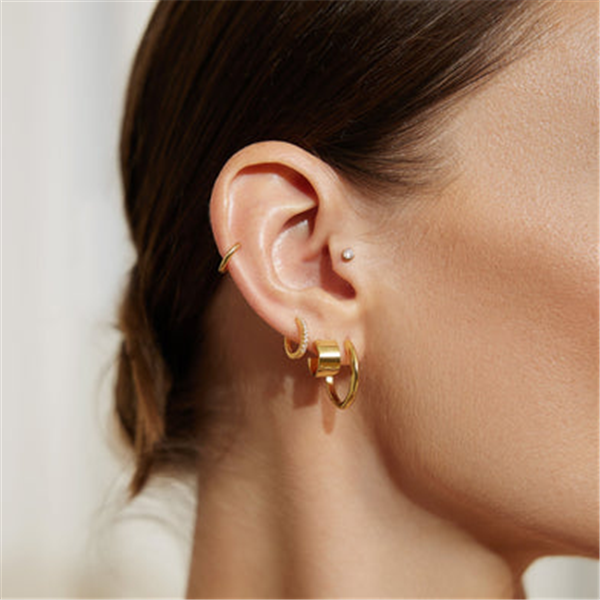 14K Gold Plated Flat Huggie Hoop Earrings
