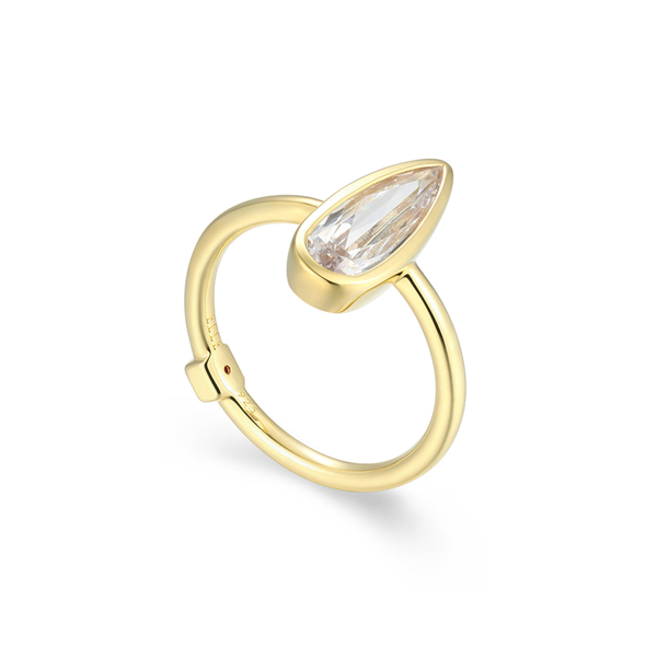 Gold Plated CZ Lustre Teardrop Ring