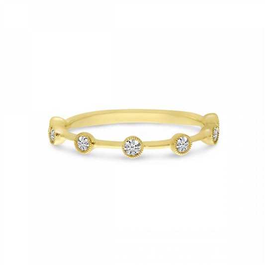 14K Spaced Out Milgrain-Set Stackable Diamond Band