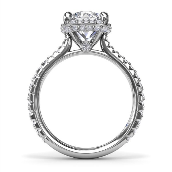 14K Cushion Halo Diamond Semi-Mount Engagement Ring